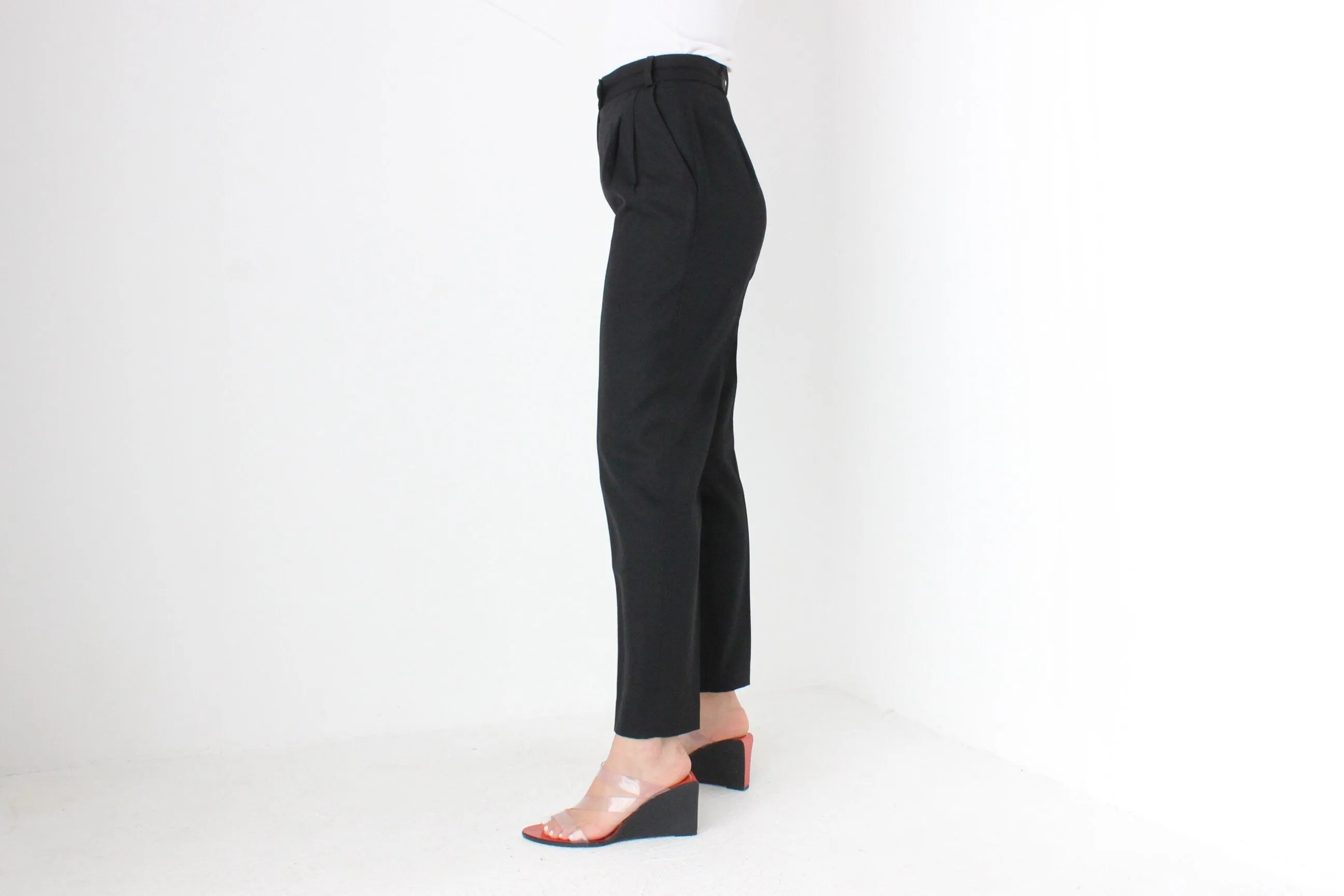 90s Moschino Couture Pure Wool High Waist Tuxedo Pants