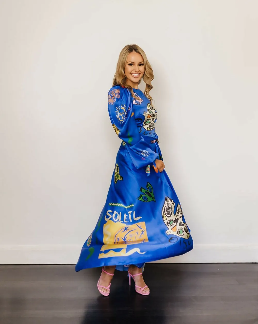 Alemais Soleil One Shoulder Blue Midi Designer Dress Hire