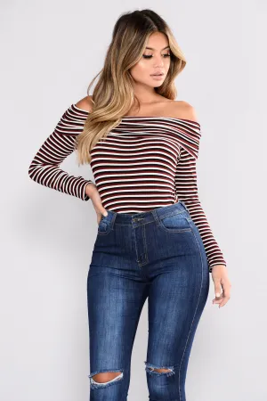 Annalien Off Shoulder Striped Top - Multi
