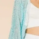 Aqua Blue Paisley Long Boho Printed Kimono Wrap Cover Up