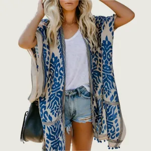Bali Beach Resort Kimono Cardigan – Boho Pom-Pom Cover-Up