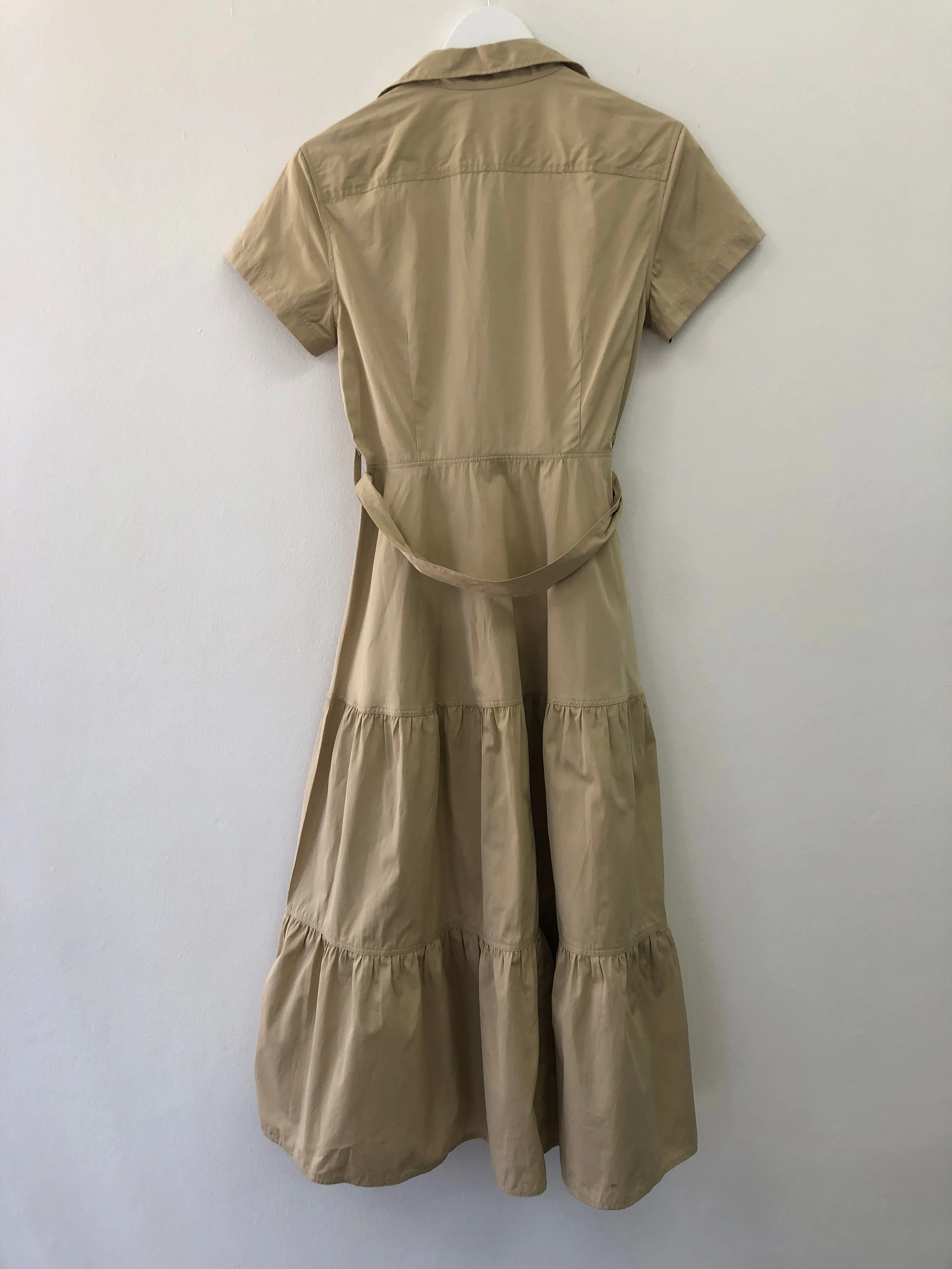 Beige Belted Cargo Shirt Dress