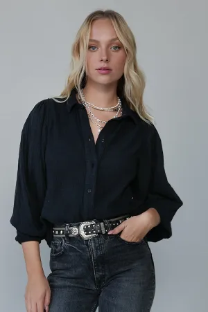 Black Puff Sleeve Blouse