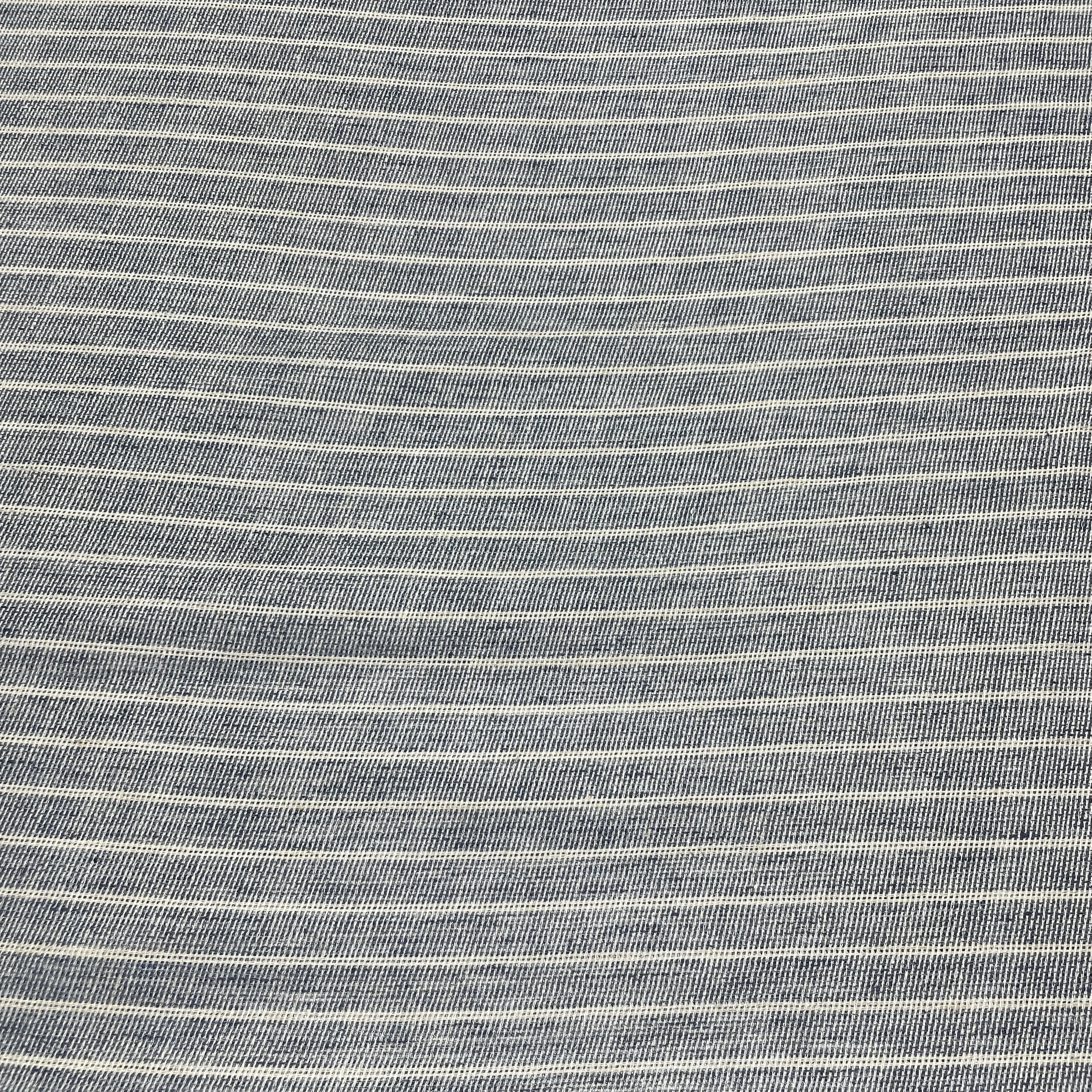 Blue Stripes Print Linen Denim Fabric 18444
