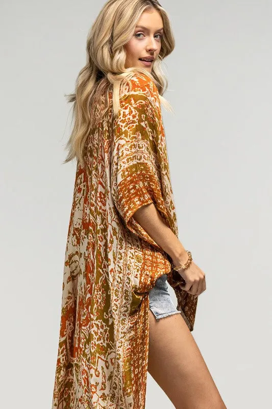 BOHO KIMONO WITH ANGEL SLEEVES (RUST)