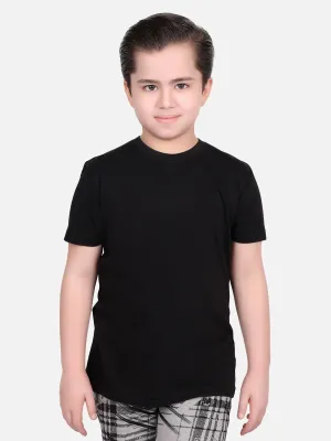 Boy's Black Half Sleeves Basic Tee - EBTBT19-024