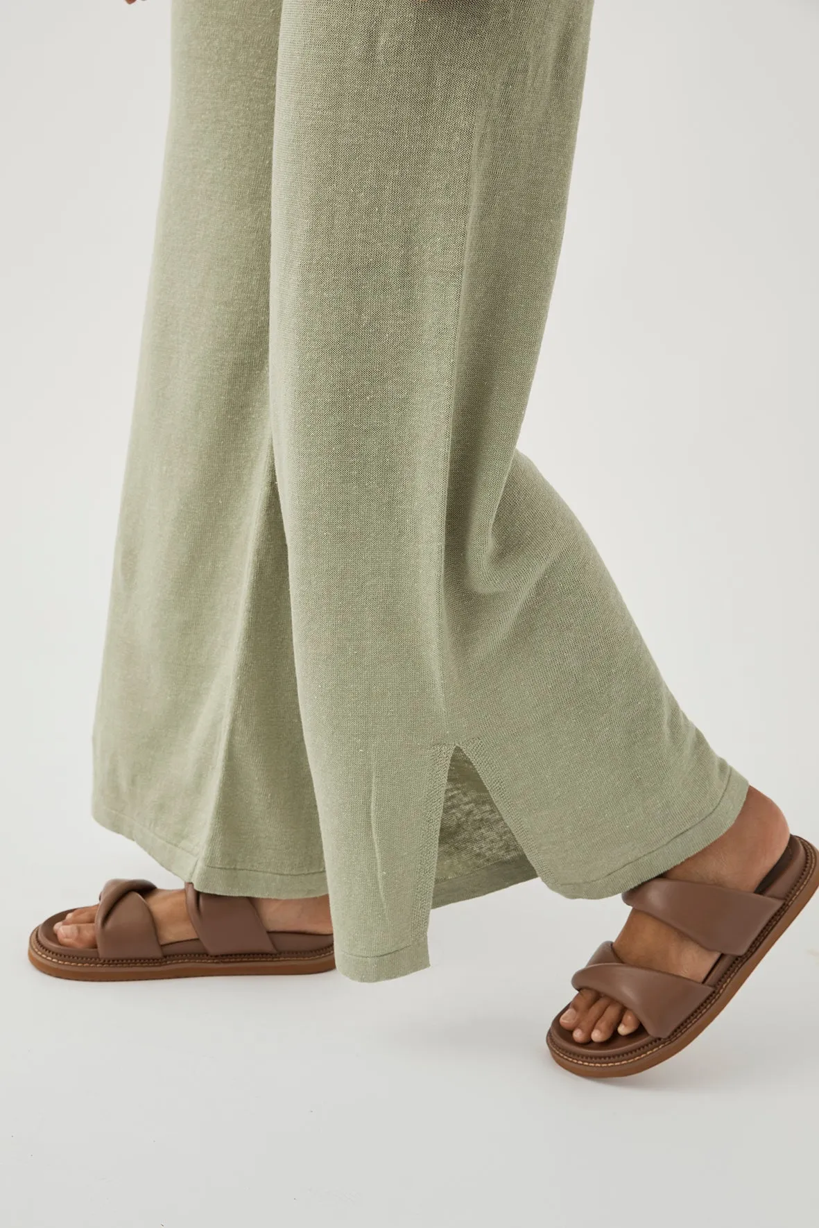 Brie Linen Knit Pant - Aloe