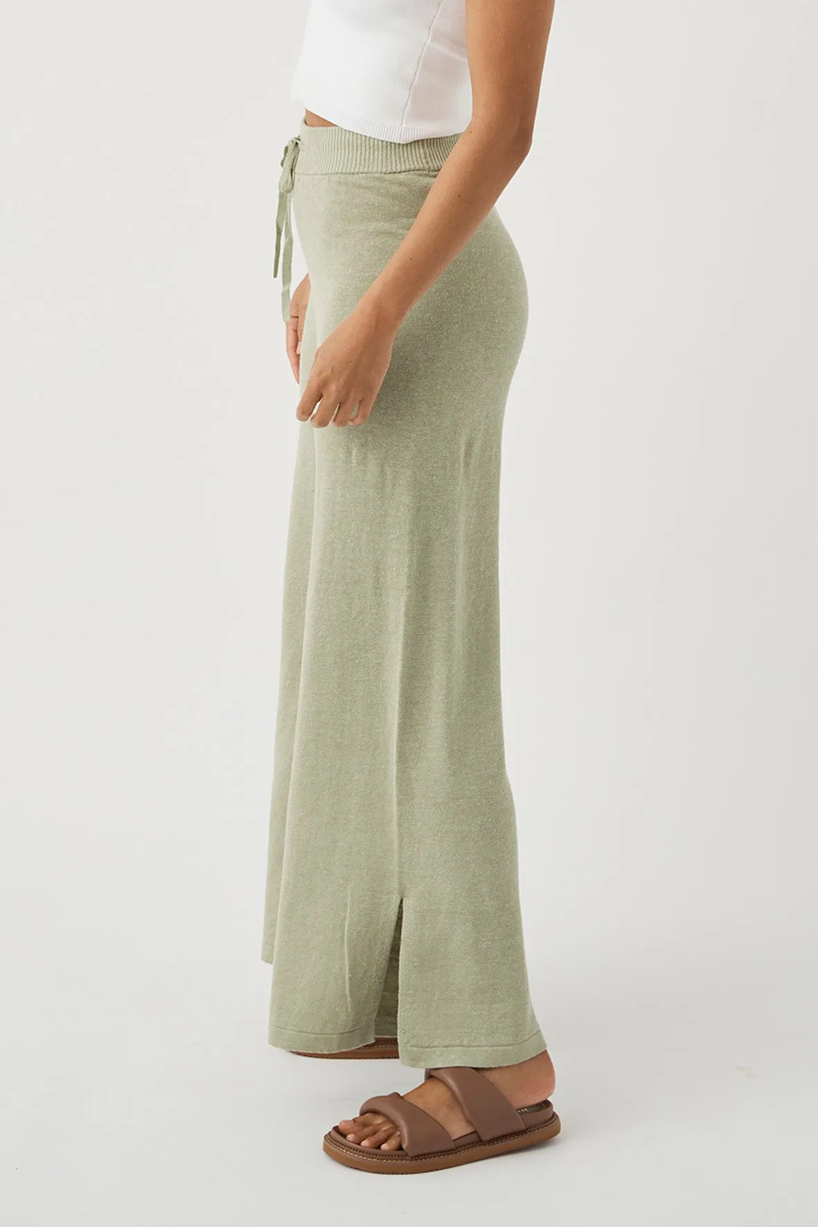 Brie Linen Knit Pant - Aloe