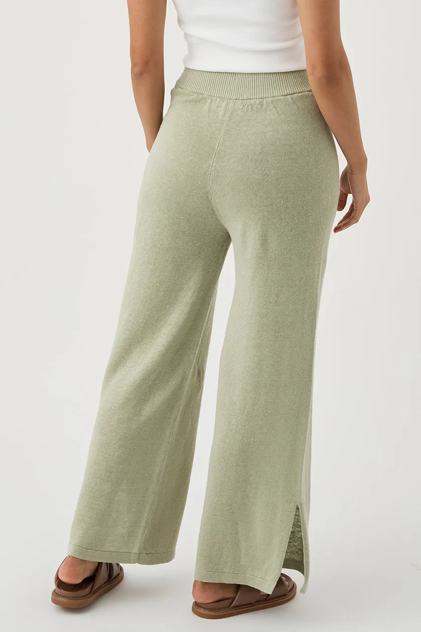 Brie Linen Knit Pant - Aloe