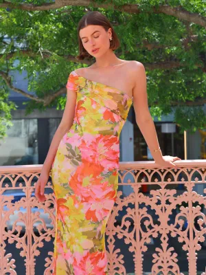 By Nicola Paloma Sleeveless Mesh Maxi Dress in Floral Confetti