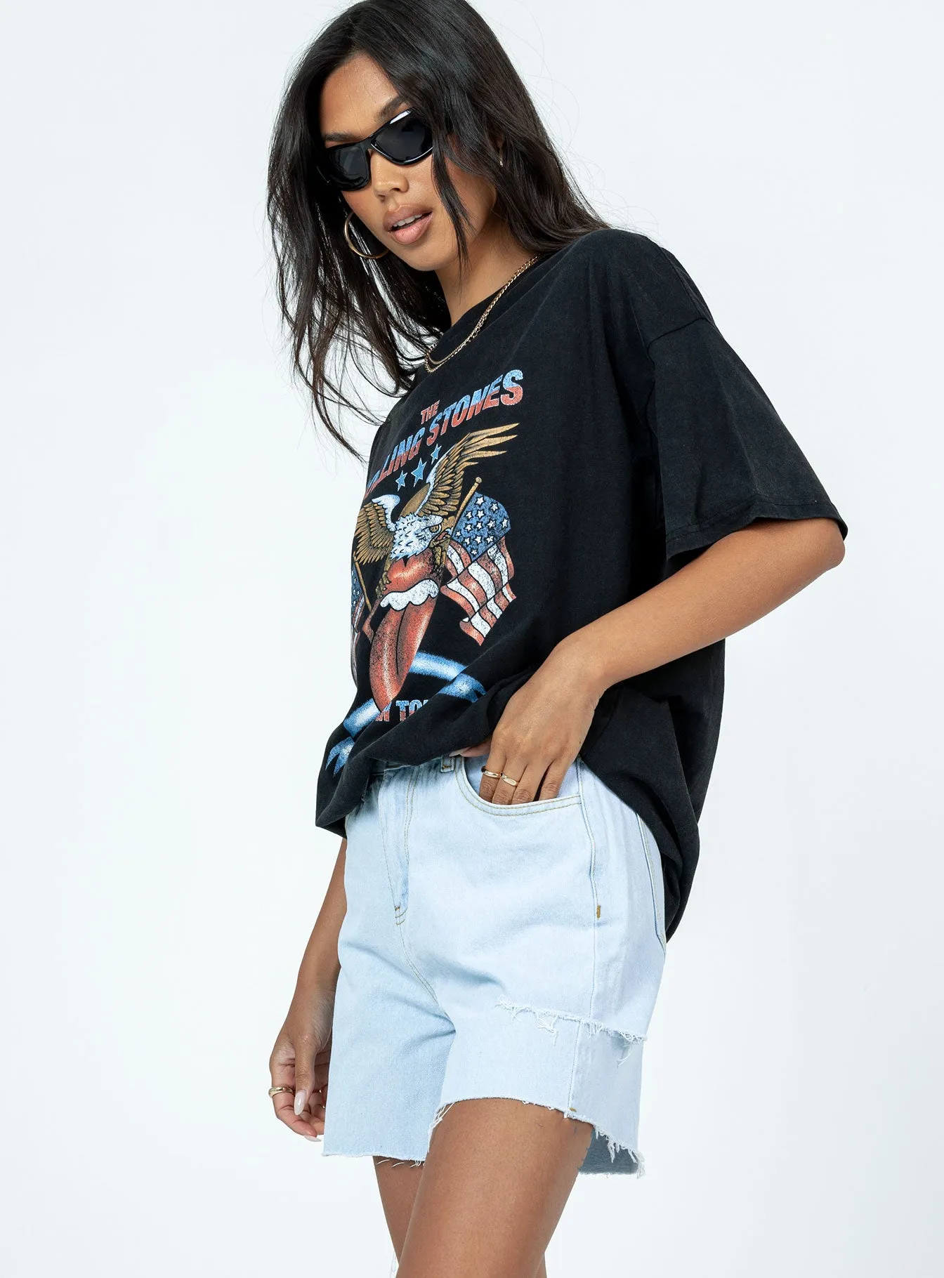 Charlton Rip Denim Shorts Denim Light Wash