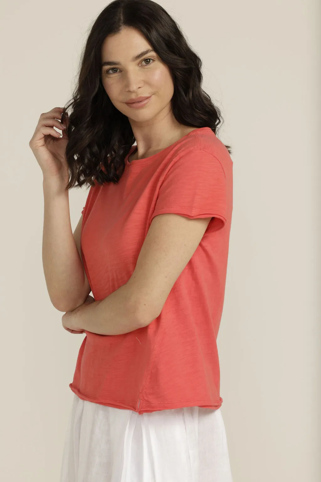 Cotton Crew Neck Tee Chilli