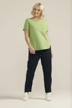 Cotton Curved Hem Tee Apple Green