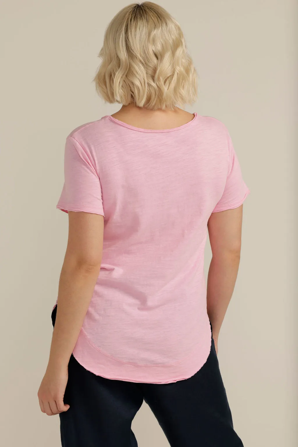 Cotton Curved Hem Tee Musk
