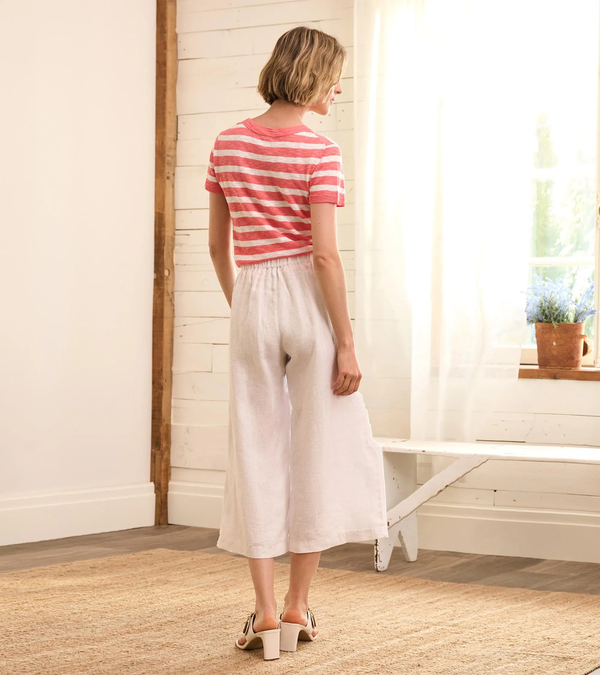 Cropped Wide Leg Pants - White