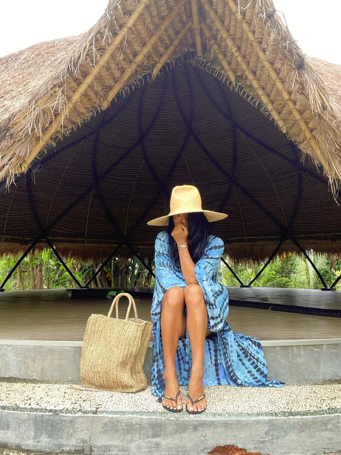 Dark Blue Tie Dye Kimono Cover-Up for Women
