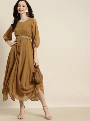 Designer Embroidered Belted Dhoti Dress