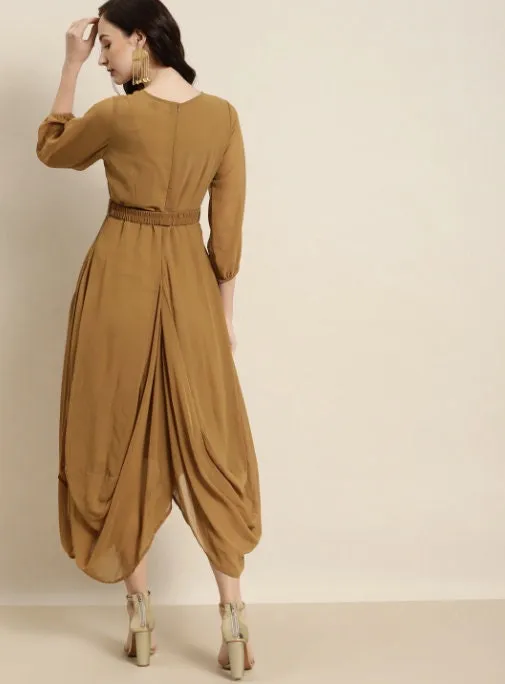 Designer Embroidered Belted Dhoti Dress
