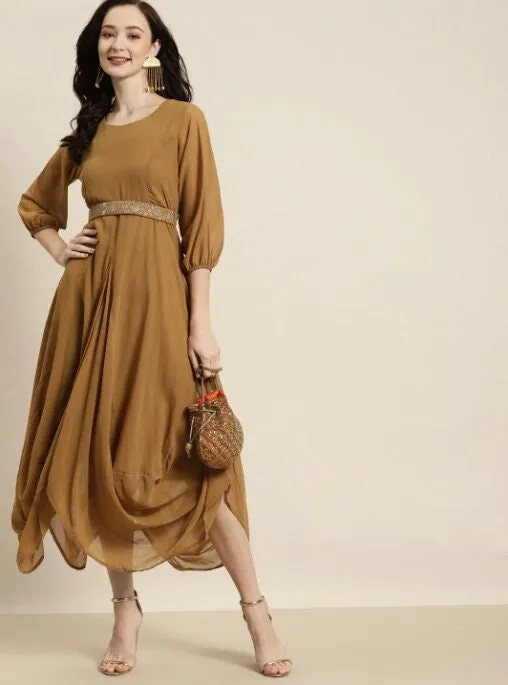 Designer Embroidered Belted Dhoti Dress