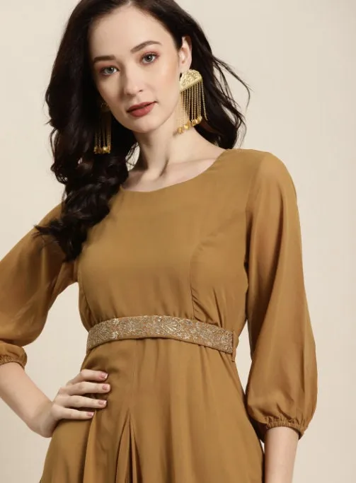 Designer Embroidered Belted Dhoti Dress