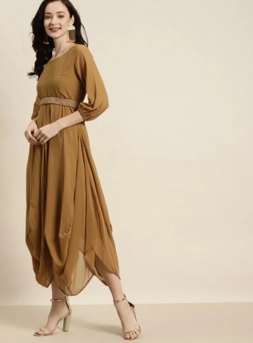 Designer Embroidered Belted Dhoti Dress