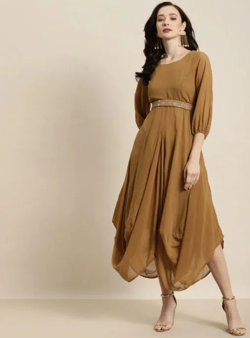 Designer Embroidered Belted Dhoti Dress