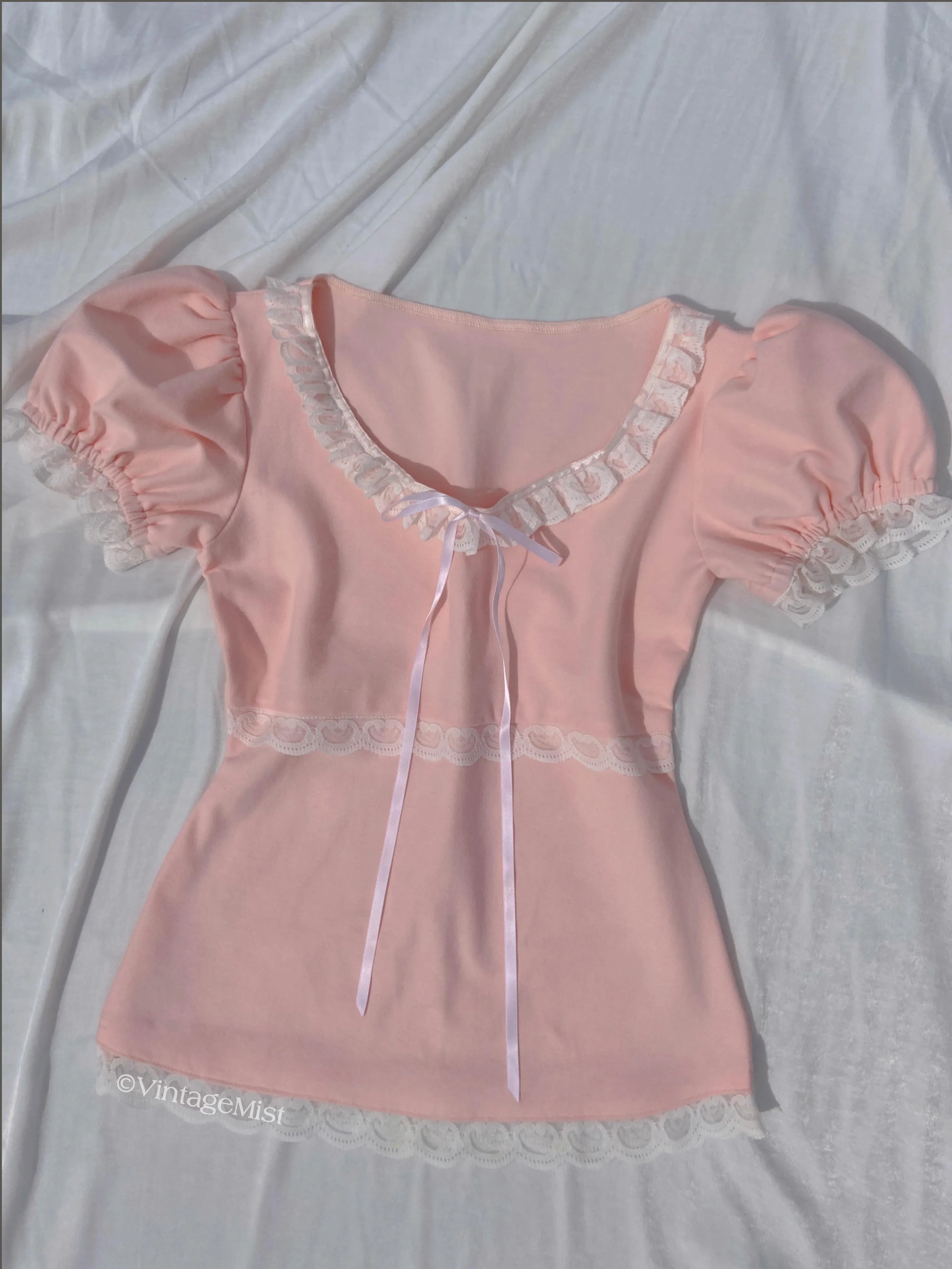 Dollette Puff Sleeve Lace Crop Top