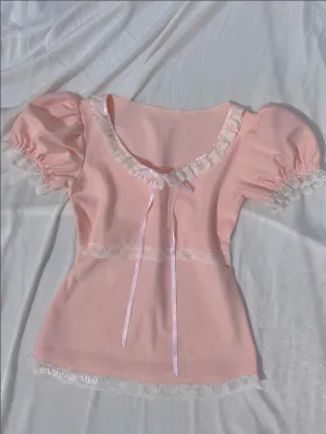 Dollette Puff Sleeve Lace Crop Top