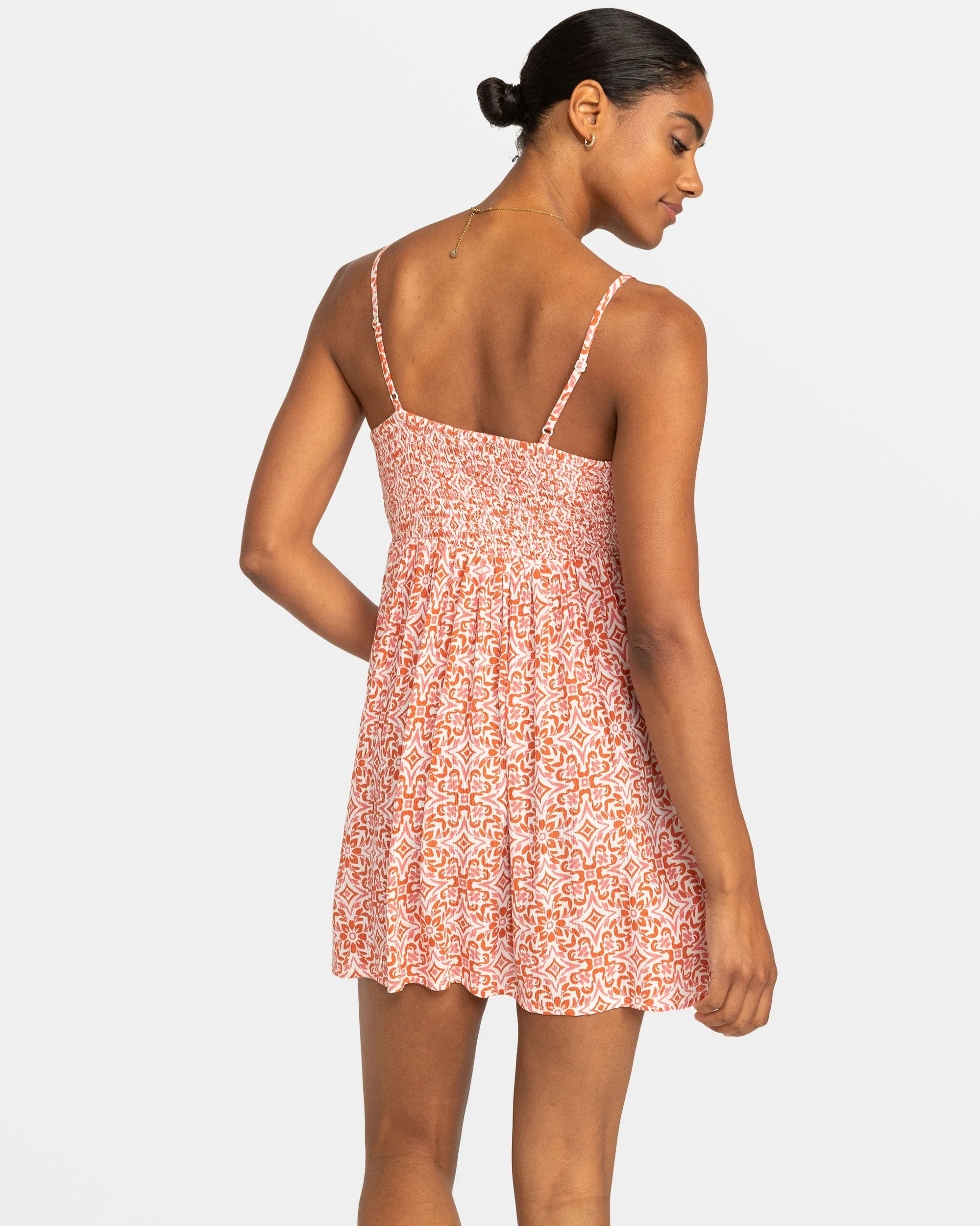Evening Glow Front Twist Mini Dress - Cloud Dancer Fresco Tile