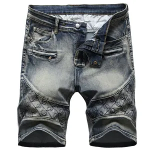 Fashion Vintage Mid Waist Men's Ripped Jeans Shorts