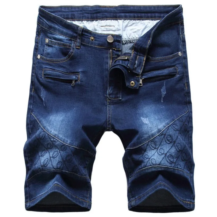 Fashion Vintage Mid Waist Men's Ripped Jeans Shorts