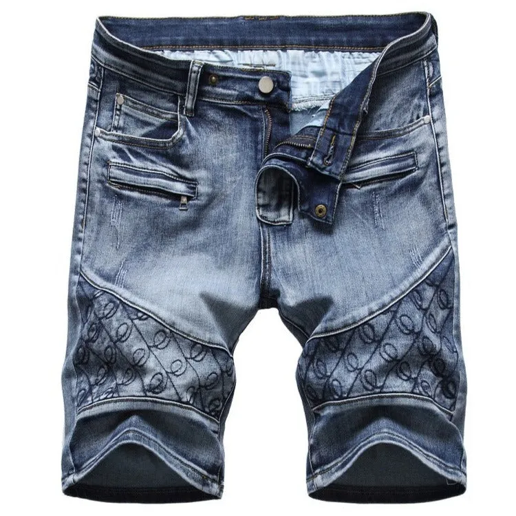 Fashion Vintage Mid Waist Men's Ripped Jeans Shorts