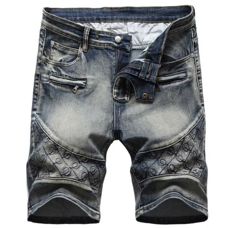 Fashion Vintage Mid Waist Men's Ripped Jeans Shorts