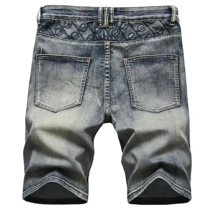 Fashion Vintage Mid Waist Men's Ripped Jeans Shorts