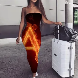 Flame Dress Women The Letter A Sundress Funny Party Womens Clothing Vintage