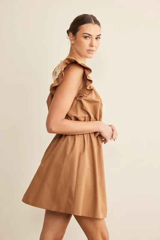 Floral Embroidered Belted Dress
