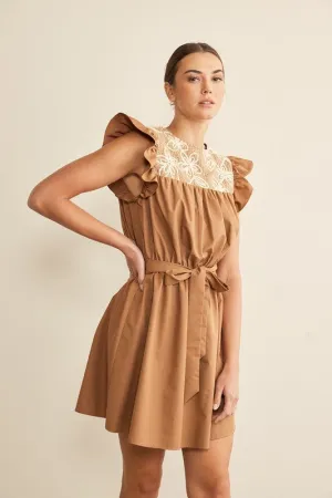 Floral Embroidered Belted Dress