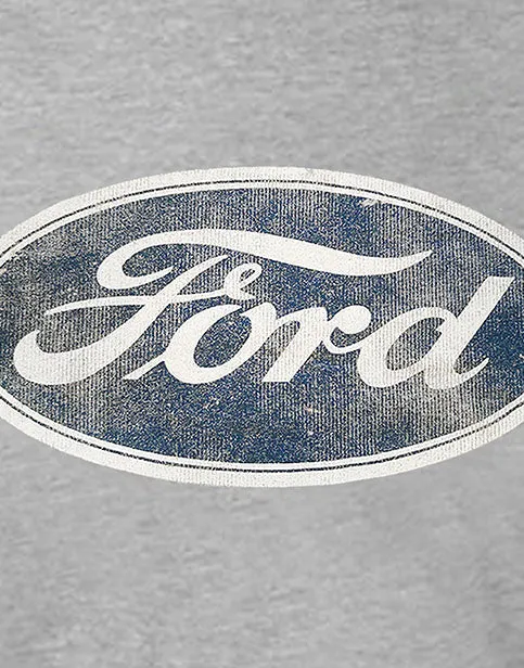 Ford Logo Men’s Grey T-Shirt - Distressed Vintage Style Adults Top