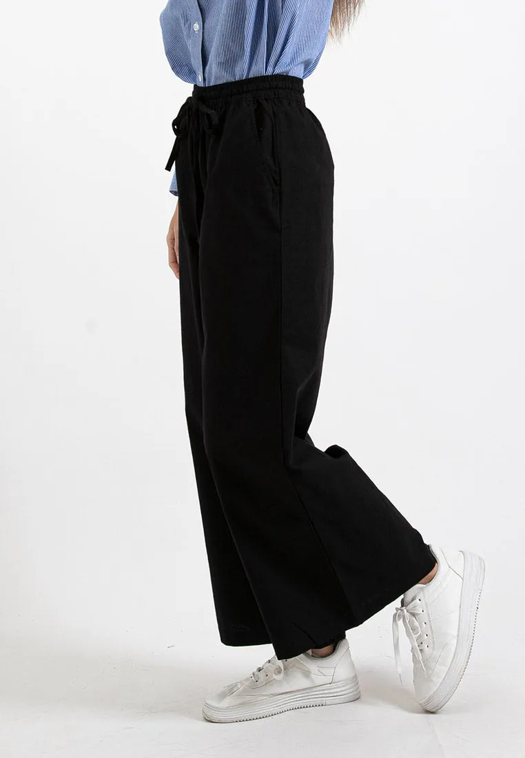 Forest Ladies Stretchable Cotton Linen Elastic Waist Wide Leg Pants Women Long Pants | Seluar Panjang Palazzo - 810473