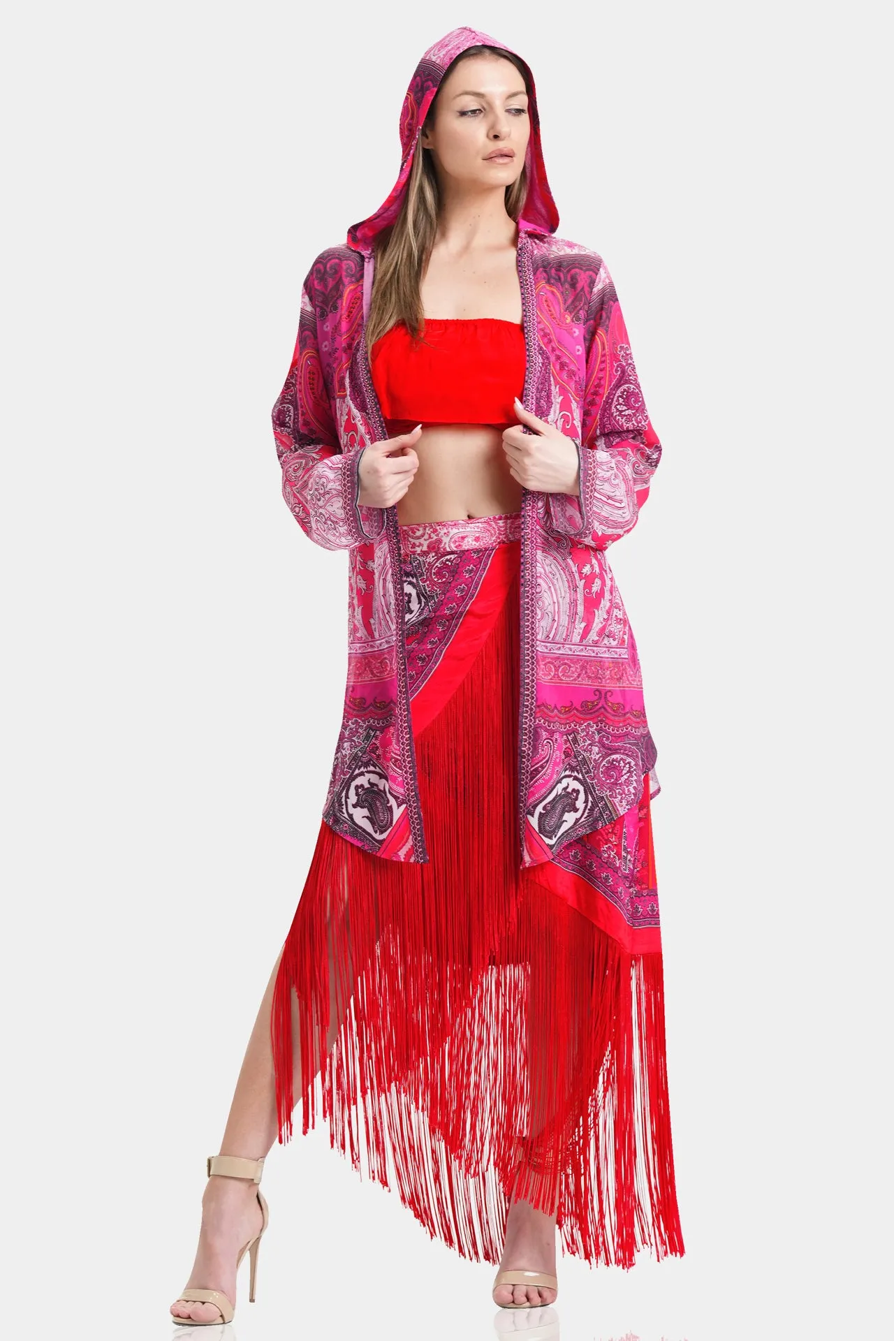 Fuchsia Long Sleeve Maxi Duster