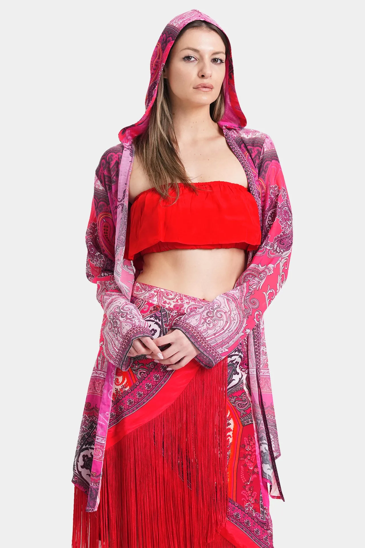 Fuchsia Long Sleeve Maxi Duster