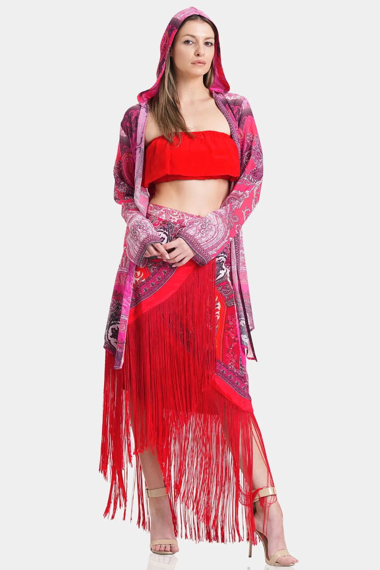 Fuchsia Long Sleeve Maxi Duster