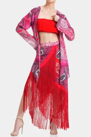 Fuchsia Long Sleeve Maxi Duster