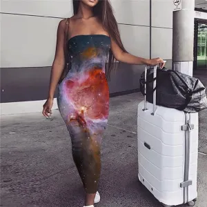 Galaxy Dress Women Space Sundress Universe Party Nebula Boho Womens Clothing