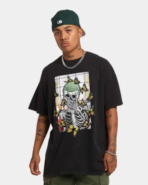 Goat Crew Green Skeleton Vintage T-Shirt Washed Black