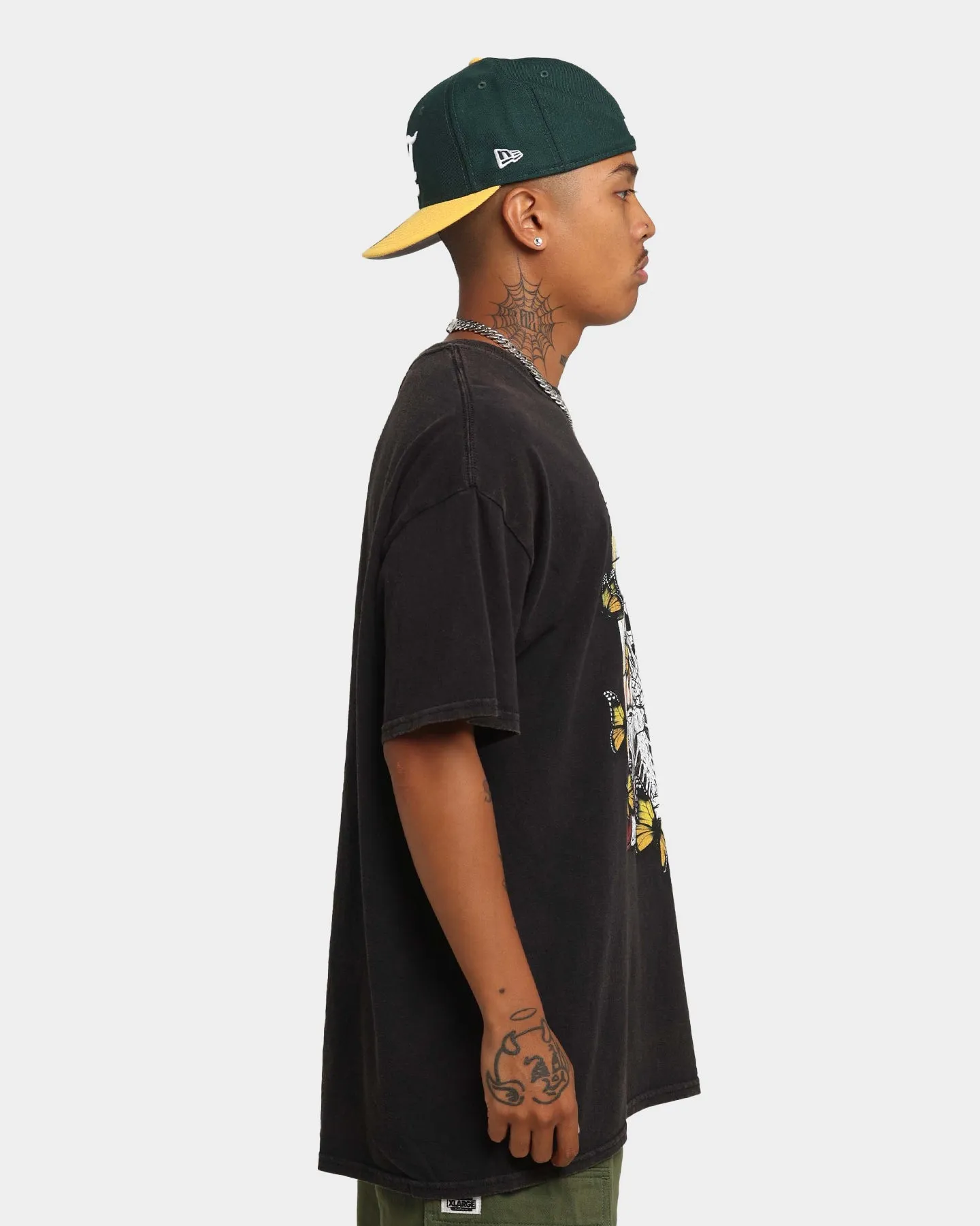 Goat Crew Green Skeleton Vintage T-Shirt Washed Black