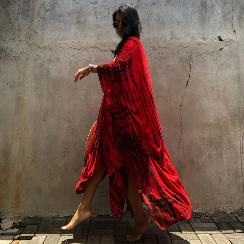 Harper || Boho Printed Fringed Long Kimono