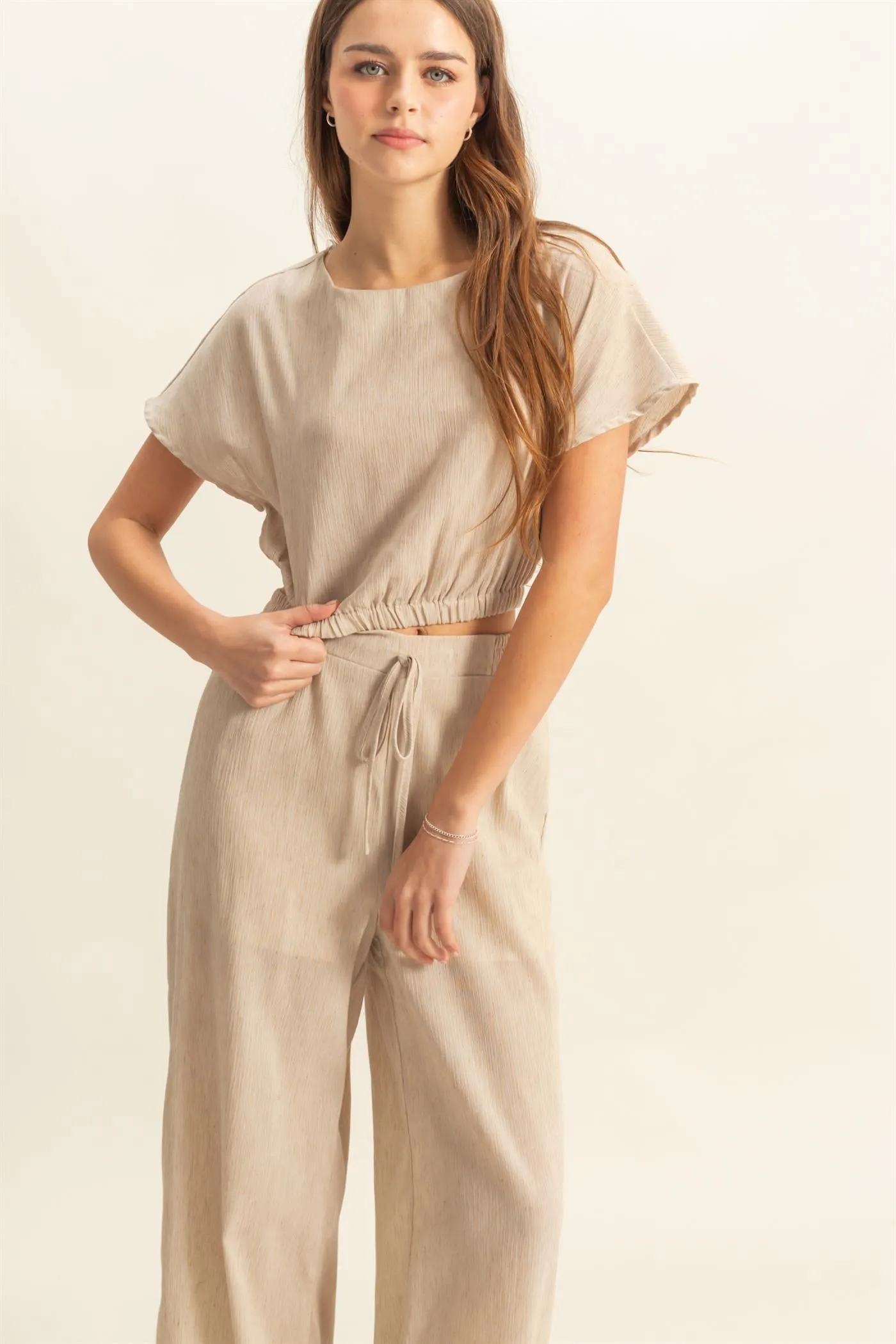 HF25A249-SET-Loose Top And Elasticated Pants Set
