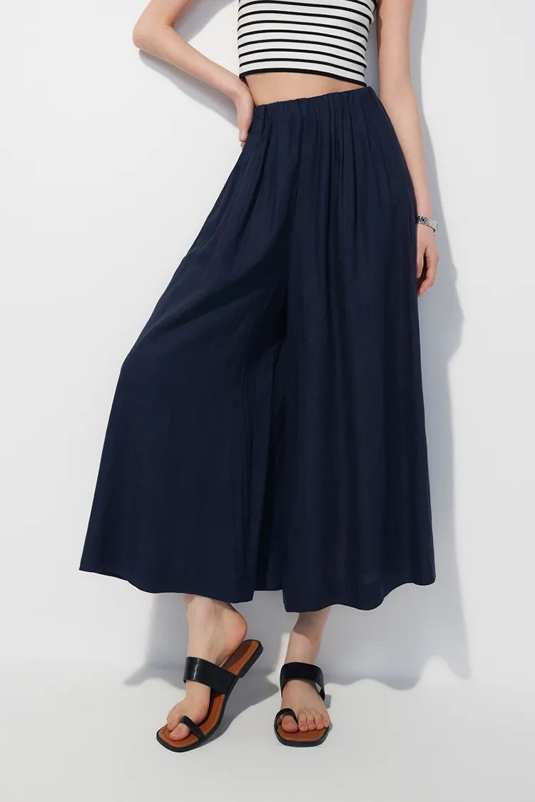 High-Waist Linen Culottes with Pockets