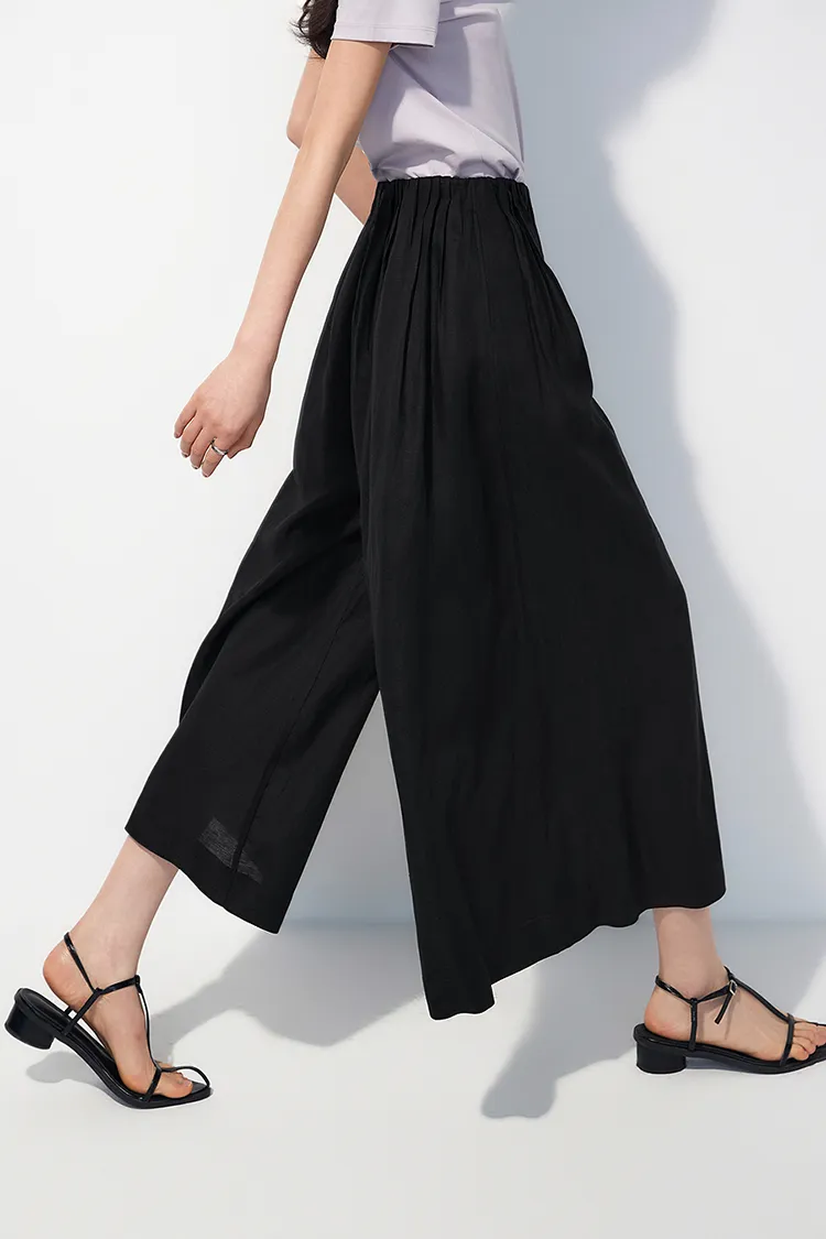 High-Waist Linen Culottes with Pockets
